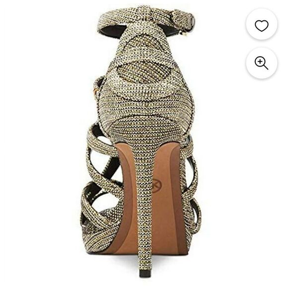 MICHAEL KORS WOMEN'S SANDRA GLITTER CAGED PLATFORM HEELS G1 - Picture 4 of 16